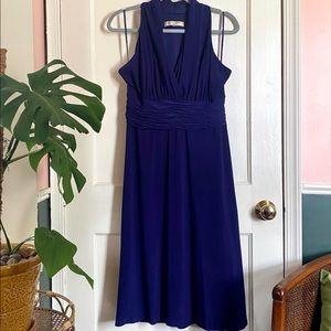 Evan Picone Size 14P A-Line Pin-up Halter Cocktail Dress in Royal Purple